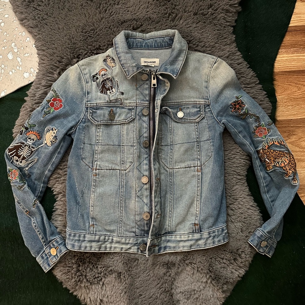 Zadig & Voltaire Kioky Tattoo Embroidered Denim Jacket